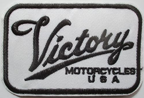 hotrodspirit - Aufnäher Victory Motorrad Recht, Weiß, 9 x 6 cm, zum Aufbügeln, Garage von hotrodspirit