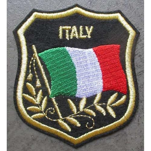 hotrodspirit – Patch Wappen Italien 8 x 7 cm Ecusson-Band zum Aufbügeln itlian Flagge Biker von hotrodspirit