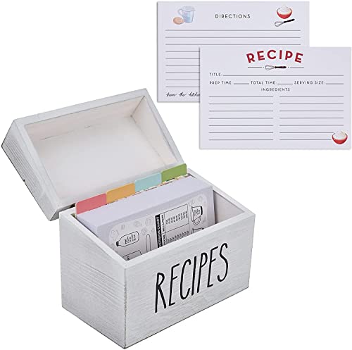 Farmhouse Weiße Rezeptbox mit Karten und Trennwänden – Vintage-Rezeptkarten-Box mit 100 Rezeptkarten, 12 Trennblätter plus Umrechnungstabelle – Geschenk zum Kochen, Küche, Hochzeit, Mutter, Ehefrau Farmhouse Weiße Rezeptbox mit Karten und Trennwänden – Vintage-Rezeptkarten-Box mit 100 Rezeptkarten, 12 Trennblätter plus Umrechnungstabelle – Geschenk zum Kochen, Küche, Hochzeit, Mutter, Ehefrau von hoziel