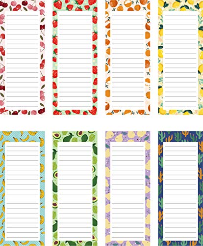 Magnetische Notizblöcke für Kühlschrank, 8er-Pack, To-Do-Liste, Einkaufsliste, Einkaufsliste, Erinnerungen, Rezepte, 3,5 "x 9", 50 Blatt, Magnet-Notizblock Vintange Fruits von hoziel