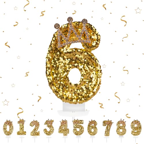 Geburtstagskerzen Krone Zahlen 6, Geburtstag gold Kerzen 6 Zahlen förmige Kerze, 3D Tortendeko, kuchen Dekoration für Geburtstag Party, Hochzeiten, Firmenfeiern, Jubiläen, Birthday Candle Nummer Geburtstagskerzen Krone Zahlen 6, Geburtstag gold Kerzen 6 Zahlen förmige Kerze, 3D Tortendeko, kuchen Dekoration für Geburtstag Party, Hochzeiten, Firmenfeiern, Jubiläen, Birthday Candle Nummer von hpnparty