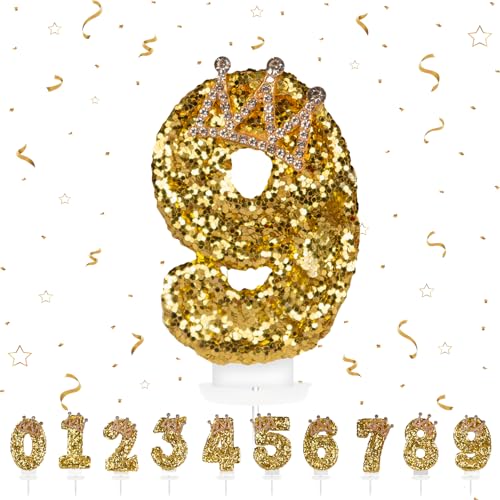Geburtstagskerzen Krone Zahlen 9, Geburtstag gold Kerzen 9 Zahlen förmige Kerze, 3D Tortendeko, kuchen Dekoration für Geburtstag Party, Hochzeiten, Firmenfeiern, Jubiläen, Birthday Candle Nummer Geburtstagskerzen Krone Zahlen 9, Geburtstag gold Kerzen 9 Zahlen förmige Kerze, 3D Tortendeko, kuchen Dekoration für Geburtstag Party, Hochzeiten, Firmenfeiern, Jubiläen, Birthday Candle Nummer von hpnparty