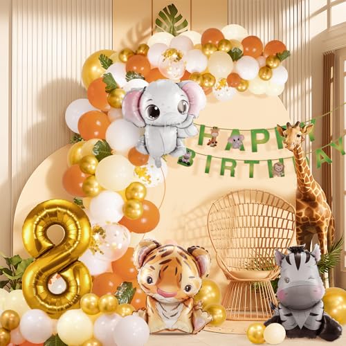 8. Geburtstag Junge Mädchen 8 Jahr Dschungel Geburtstag Dekoration Waldtiere , Safari Luftballons 8 Kindergeburtstag Deko ,Tiere Geburtstagsdeko von hpnparty