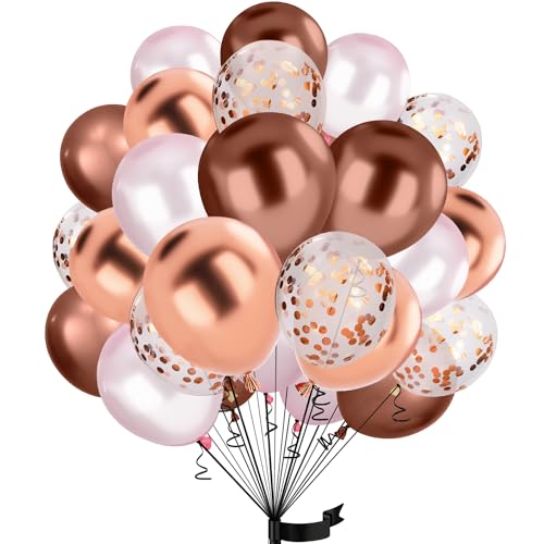 30Stück Roségold Luftballon Rosa Metallic Set, 12 Zoll Roségold Chrom Rosa Konfetti Ballons Rot und Rosa Helium ballon Latex,für Kinder Geburtstag, Hochzeit, Babyparty, Dekoration von hpnparty