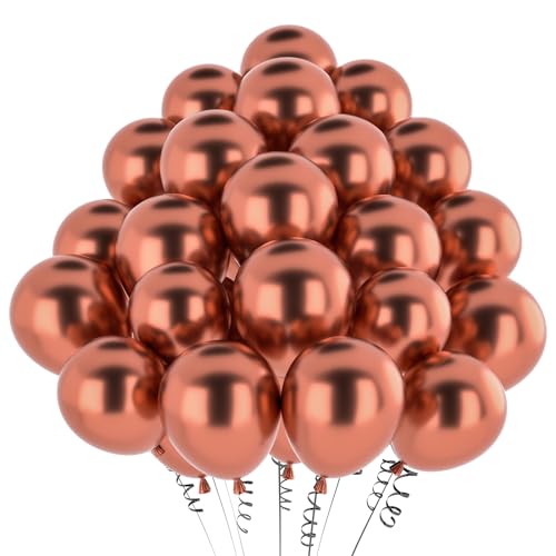hpnparty Luftballons Rosegold Metallic, 50 Stück 12 Zoll Rose Gold Luftballons, helium ballons Latex ballons für Geburtstagsdeko, Babyparty, Hochzeitsdeko, Taufe Deko, Partydeko von hpnparty
