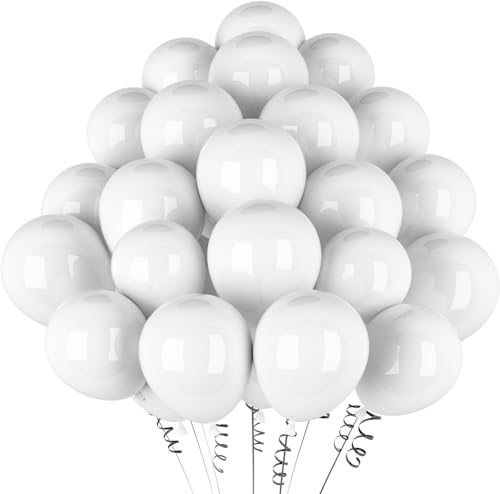 hpnparty Luftballons Weiß Metallic, 50 Stück 12 Zoll Weiß Luftballons, helium ballons Latex ballon für Geburtstagsdeko, Babyparty, Hochzeitsdeko, Taufe Deko, Partydeko von hpnparty