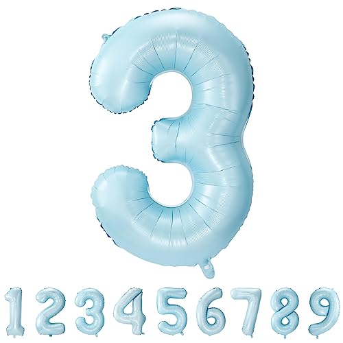 Geburtstag zahlen luftballon 3 jahre Folienballon Kindergeburtstag Deko blau-Mädchen Junge Geburtstag 3 jahr 40" - 101cm Folienballon 3 jahre Geburtstags deko-fliegt mit Helium von hpnparty