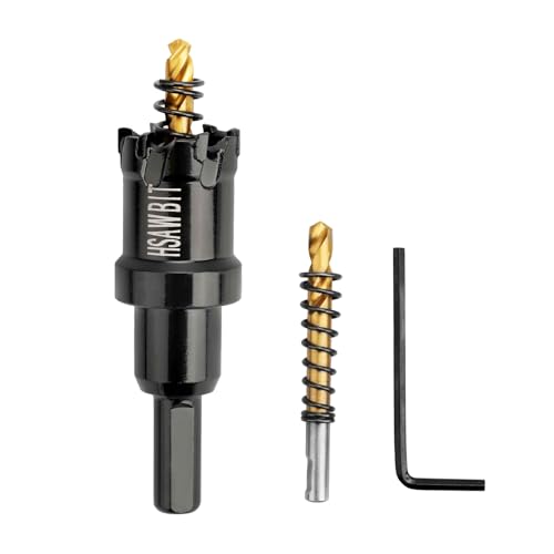 HSAWBIT 45mm Bohrer metall,TCT Hartmetall-Bohrer Schwarz für Löchern in Edelstahl,Eisen,Holz,Kunststoff von hsawbit