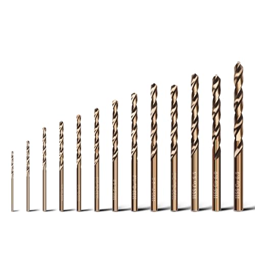 HSAWBIT M35 HSS-Bohrer-Set (1,5–6,5 mm/13 Stück), Metallbohrer für Hartstahl/Kobalt, kleine Bohrer für Edelstahl/Gusseisen von hsawbit