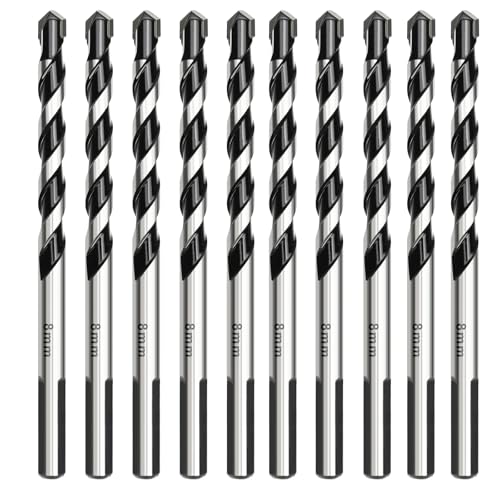 HSAWBIT Steinbohrer-Set, Betonbohrer, Wolframkarbid-Bohrer für Ziegelwände, Glas, Kunststoff, Zement, weiche Fliesen, 8 mm, 10 Stück HSAWBIT Steinbohrer-Set, Betonbohrer, Wolframkarbid-Bohrer für Ziegelwände, Glas, Kunststoff, Zement, weiche Fliesen, 8 mm, 10 Stück von hsawbit