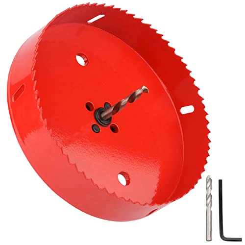 Lochsäge 140mm,M42 HSS Lochbohrer Set für Holz Aluminium Eisenblech Rohr Kunststoff,Schnitttiefe 44 mm（Rot） von hsawbit