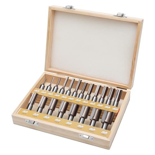 hsawbit 1/2-Zoll-Schaft gerader Fräser-Set, 3/4/5/6/7/8/9/10/11/12/13/14/15/16/17/18/19/20/22/25 mm (20 Stück) von hsawbit