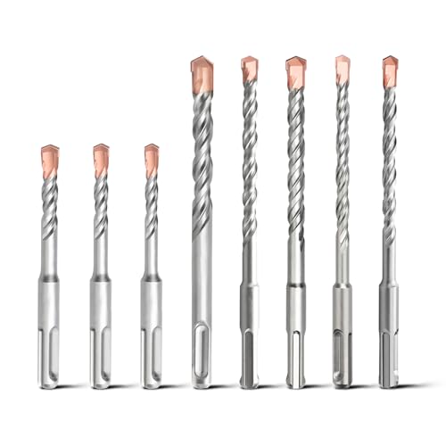 hsawbit 8 Stück SDS Plus Bohrer (5mm-12mm), SDS Steinbohrer Hammerbohrer für Beton, Ziegel, Zement, Stein und Mauerwerk von hsawbit