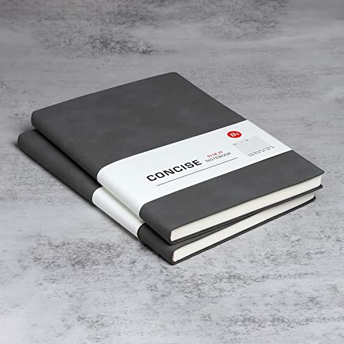 Notizbuch B5 liniertes Leder 2er Pack Hardcover Notizbücher mit Hochwertigem Dickem 100 gsm, Journal Notizbücher Klassisches Notizblock für Schreiben, Büro, Schule, Geschäft 17,5 * 25,2 cm, Grau von huaao