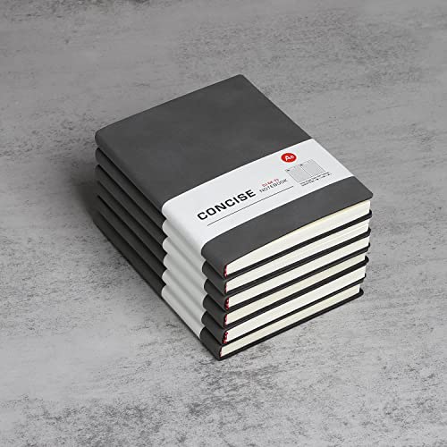 huaao Notizbuch A6 liniertes Leder 6er Pack Hardcover Notizbücher mit Hochwertigem Dickem 100 gsm, Journal Notizbücher Klassisches Notizblock für Schreiben, Büro, Schule, Geschäft 10,5 * 14 cm, Grau von huaao