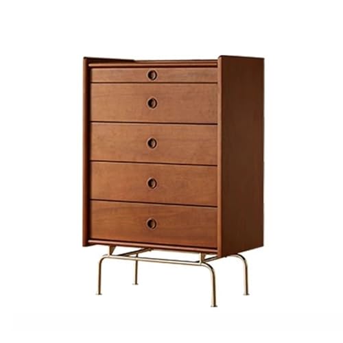huanglyc-232 Kommode für Schlafzimmer- Kommode mit 5 Schubladen, Kommode aus Holz, Vintage-Kommode, Kleiner Aufbewahrungsschrank, Sofa-Sideboard aus Edelstahl Kommode(Bruin) von huanglyc-232