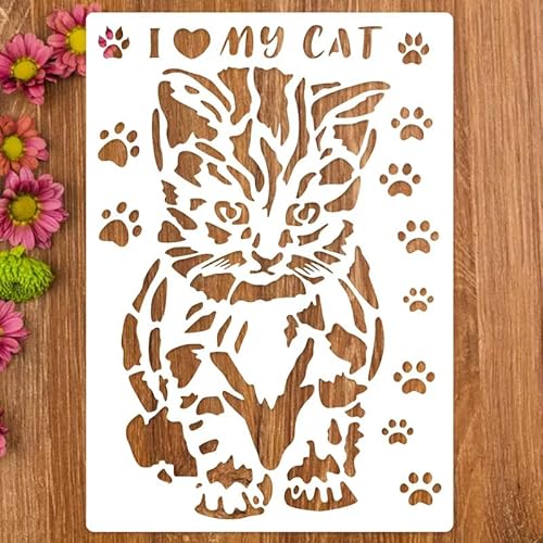 Wandschablonen mit Katzen-Motiv, wiederverwendbare Sprühfarbe, Schablonen zum Basteln, Malen auf Holz, Handwerk, Leinwand, Wände, Holz, Möbeldekorationen, DIY, Scrapbooking Wandschablonen mit Katzen-Motiv, wiederverwendbare Sprühfarbe, Schablonen zum Basteln, Malen auf Holz, Handwerk, Leinwand, Wände, Holz, Möbeldekorationen, DIY, Scrapbooking von hubangzhu
