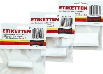 Etiketten für Sichtboxen PS, Gr. 3+4+5 weiß, 25 St. + Schutzfolie von hünersdorff
