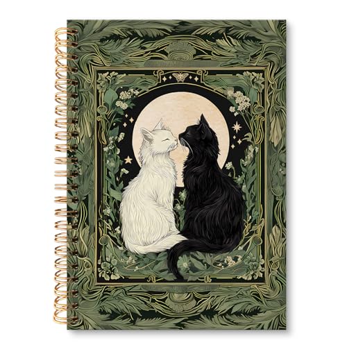 huester Spiralnotizbuch, Vintage-Katze, Retro, schwarz-weiß, Kätzchen, Tarotkarte, botanisch, ästhetisches Tagebuch, Notizbücher für Notizen, Katzen-Bürobedarf, Geschenke für Frauen, 14 x 21 cm huester Spiralnotizbuch, Vintage-Katze, Retro, schwarz-weiß, Kätzchen, Tarotkarte, botanisch, ästhetisches Tagebuch, Notizbücher für Notizen, Katzen-Bürobedarf, Geschenke für Frauen, 14 x 21 cm von huester