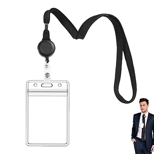 huiba Transparenter Ausweishalter, vertikal, wasserdicht, mit Löchern für Schlüsselbänder, Schlüsselanhänger, Rollen, versenkbar huiba Transparenter Ausweishalter, vertikal, wasserdicht, mit Löchern für Schlüsselbänder, Schlüsselanhänger, Rollen, versenkbar von huiba