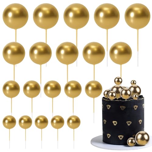 Kugel-Kuchenaufsatz, 20 Stück, Mini-Luftballons, Kuchenaufsatz, goldene Kugeln, Kuchenaufsätze, Kuchendekorationen für Geburtstag, Hochzeit, Kuchendekorationen von huipinghu