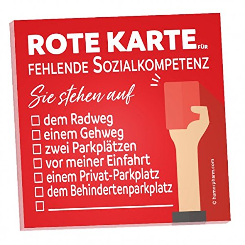Haftnotizblock "Rote Karte" für Autofahrer & Fahrradfahrer Haftnotizblock "Rote Karte" für Autofahrer & Fahrradfahrer von humorpharm