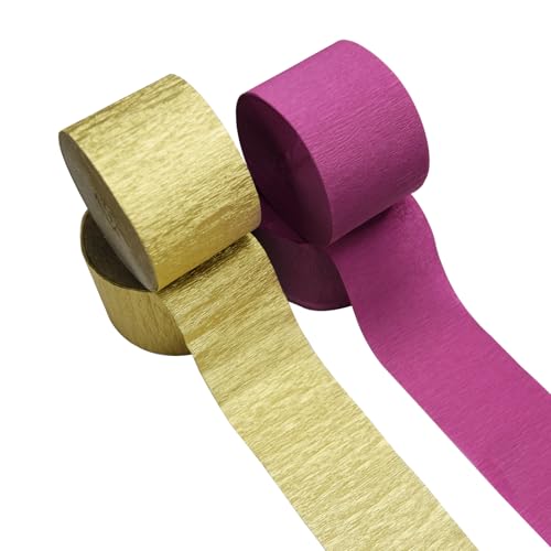 humyeam Krepppapier-Luftschlangen, 4 Rollen, 100 m, 2 Rollen Gold und 2 Rollen burgunderrotes Krepppapier für Party, Hochzeit, Geburtstag und Babyparty-Dekorationen humyeam Krepppapier-Luftschlangen, 4 Rollen, 100 m, 2 Rollen Gold und 2 Rollen burgunderrotes Krepppapier für Party, Hochzeit, Geburtstag und Babyparty-Dekorationen von humyeam