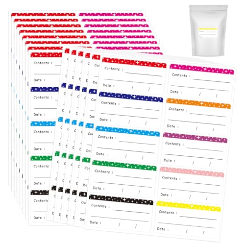 Huotflame Gefrieretiketten Selbstklebend Ablösbar 300 Stück - Bunte Klebeetiketten zum Beschriften 6x3cm - Wasserfeste Aufkleber für Gefrierdosen, Gläser, Lebensmittel, Küche, Tiefkühletiketten von huoflame