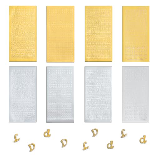 Huotflame PVC Sticker Set Buchstaben Zahlen - Selbstklebende Deko für Tagebuch & DIY Basteln - Gold & Silber Folienoptik für Scrapbooking, Handlettering, Karten & Kerzen zur Kommunion, Hochzeit, Taufe Huotflame PVC Sticker Set Buchstaben Zahlen - Selbstklebende Deko für Tagebuch & DIY Basteln - Gold & Silber Folienoptik für Scrapbooking, Handlettering, Karten & Kerzen zur Kommunion, Hochzeit, Taufe von huoflame