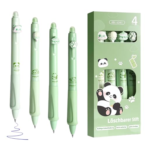 Huotflame Radierbarer Kugelschreiber 4er Set – Druckmechanik mit 0,5mm Spitze und kristallblauer Tinte - Perfekt für Schule, Zuhause und Unterwegs (X) von huoflame