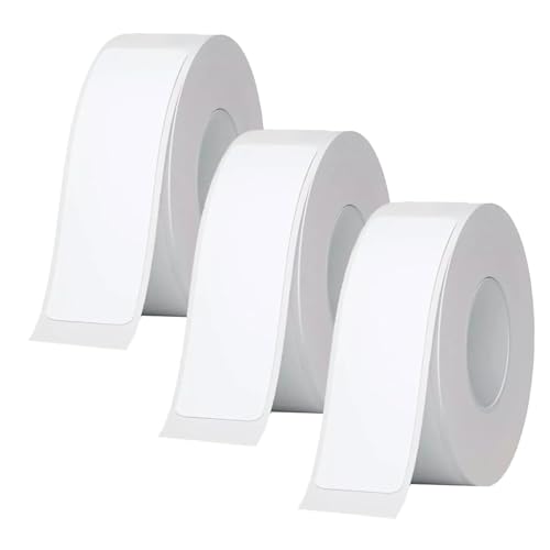 Huotflame Thermodruck Etikettenpapier - Etikettendrucker Kompatibel, Selbstklebende 3-Rollen Labels, 14x40mm/12x40mm Weiß - Wasserfest, Reissfest, Thermopapier für P15 D30 Mini Label Printer (12x40mm) von huoflame