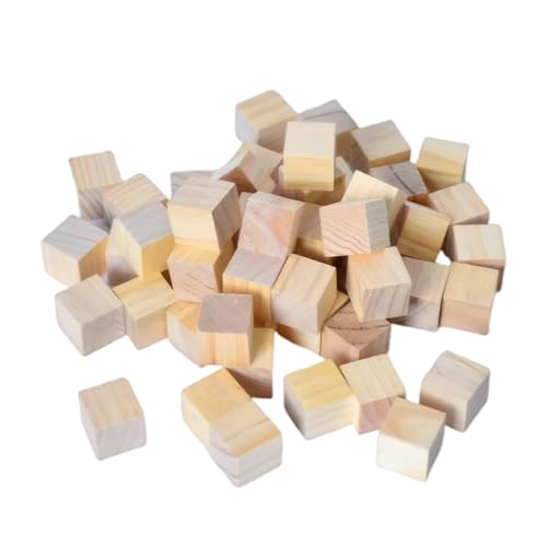 huoflame Holz Würfel 120 Stück - 2x2x2cm Naturholz Bastelwürfel – DIY Holzklötzchen für Jenga Puzzle Deko Modellbau – Perfekt für Kinder Erwachsene Schule Kunstprojekte Holzbuchstaben Holzbausteine von huoflame