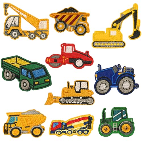 Hurifeng 10er Set Bügelflicken für Kinder - Flicken zum Aufbügeln für Transport-Enthusiasten - Bestickte Aufnäher/Aufbügelflicken für Jacken; T-Shirts; Jeans - Ideale Bügelbilder von hurifeng