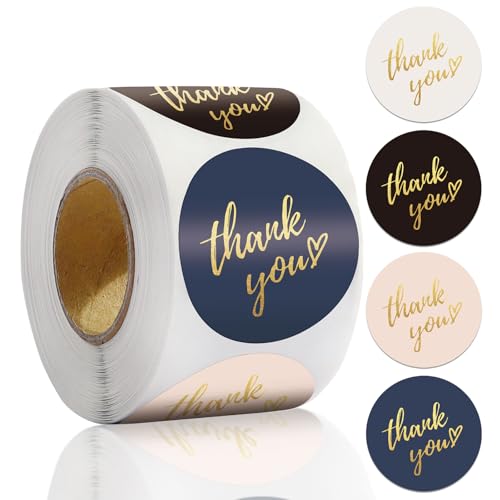 Hurifeng Selbstklebende Aufkleber – 500 Stück Runde Goldfolie Sticker für Geschenkverpackungen, Karten, Dankeskarten, Scrapbooking, Dekoration (2.5cm) von hurifeng