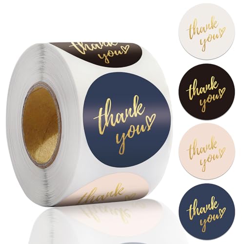 Hurifeng Selbstklebende Aufkleber – 500 Stück Runde Goldfolie Sticker für Geschenkverpackungen, Karten, Dankeskarten, Scrapbooking, Dekoration (3.8cm) von hurifeng