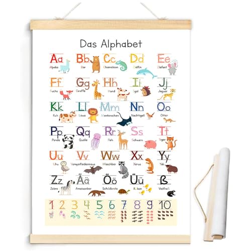 hurifeng ABC Poster mit Tieren 30x40cm – Lernposter mit Alphabet und Zahlen 1-10 inkl. Holz-Aufhängung, perfekt für Kinderzimmer, Kindergarten und Vorschule hurifeng ABC Poster mit Tieren 30x40cm – Lernposter mit Alphabet und Zahlen 1-10 inkl. Holz-Aufhängung, perfekt für Kinderzimmer, Kindergarten und Vorschule von hurifeng