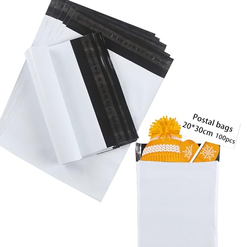 huruirui 100Stück Versandtaschen 20x30cm Plastik Versandbeutel Blickdicht Selbstklebend Versandtaschen Warensendung Versandtüten für Kleidung Logistikverpackungen Transport Verpackungskarton von huruirui