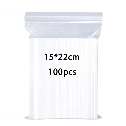 huruirui Druckverschlussbeutel 15X22cm Wiederverschließbare Durchsichtige Zipper Beutel Plastikbeutel Klein Verschlussbeutel Kleine Plastiktüten Wasserdichter 100Stück von huruirui