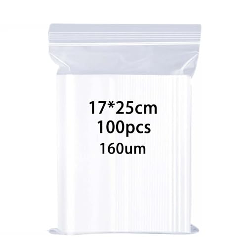 huruirui Druckverschlussbeutel 17X25cm 160μm Verdicken Wiederverschließbare Durchsichtige Zipper Beutel Klein Verschlussbeutel Beutel Kleine Plastiktüten 100Stück von huruirui