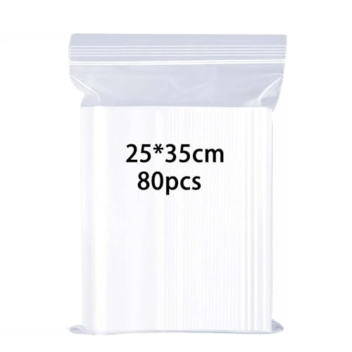 huruirui Druckverschlussbeutel 25X35cm Wiederverschließbare Beutel Durchsichtige A4 Großen Zipper Beutel Plastikbeutel Verschlussbeutel Wasserdichter Büro Kleidung Reisen Aufbewahrung 80Stück 100μm von huruirui