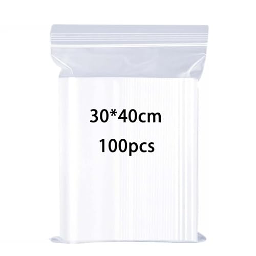 huruirui Druckverschlussbeutel 30X40cm Wiederverschließbare Beutel Durchsichtige A4 Großen Zipper Beutel Plastikbeutel Verschlussbeutel Wasserdichter Büro Kleidung Reisen Aufbewahrung 100Stück von huruirui