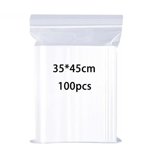 huruirui Druckverschlussbeutel 35X45cm Wiederverschließbare Beutel Durchsichtige A4 Großen Zipper Beutel Plastikbeutel Verschlussbeutel Wasserdichter Büro Kleidung Reisen Aufbewahrung 100Stück von huruirui