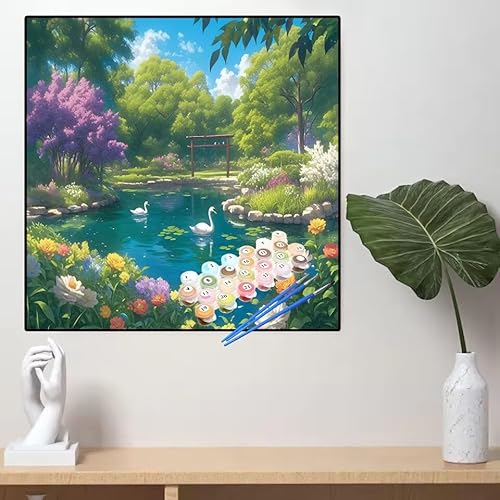 Malen Nach Zahlen Gans Malen Nach Zahlen Erwachsene Blume Painting by Numbers Adult,DIY Handgemalt Ölgemälde set Mit Pinsel/Acrylpigment,Farbe Leinwand Bastelset für Home Dekor Geschenke 70x70cm YL134 von huuyaofaa