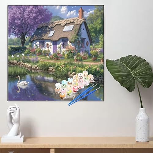 Malen Nach Zahlen Gans Malen Nach Zahlen Erwachsene Garten Painting by Numbers Adult,DIY Handgemalt Ölgemälde set Mit Pinsel/Acrylpigment,Farbe Leinwand Bastelset,Home Dekor Geschenke 60x60cm YL136 von huuyaofaa