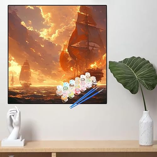 Malen Nach Zahlen Japan Malen Nach Zahlen Erwachsene Boot Painting by Numbers Adult,DIY Handgemalt Ölgemälde set Mit Pinsel/Acrylpigment,Farbe Leinwand Bastelset für Home Dekor Geschenke 70x70cm YL673 von huuyaofaa