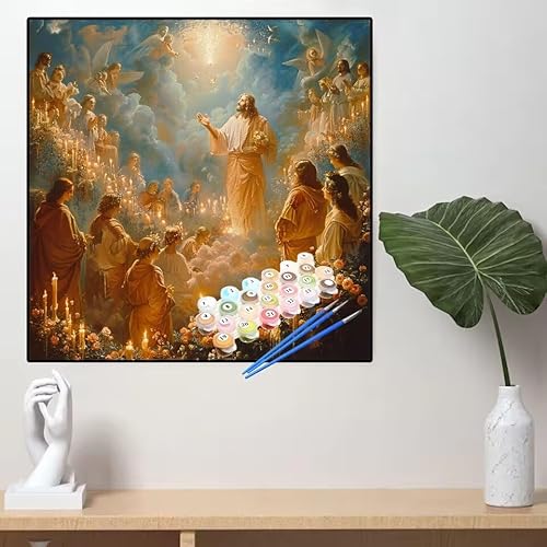 Malen Nach Zahlen Kirche Malen Nach Zahlen Erwachsene Jesus Painting by Numbers Adult,DIY Handgemalt Ölgemälde set Mit Pinsel/Acrylpigment,Farbe Leinwand Bastelset,Home Dekor Geschenke 40x40cm YL433 von huuyaofaa