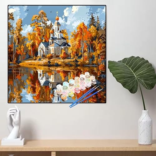 Malen Nach Zahlen Schloss Malen Nach Zahlen Erwachsene Baum Painting by Numbers Adult,DIY Handgemalt Ölgemälde set Mit Pinsel/Acrylpigment,Farbe Leinwand Bastelset,Home Dekor Geschenke 40x40cm YL44 von huuyaofaa