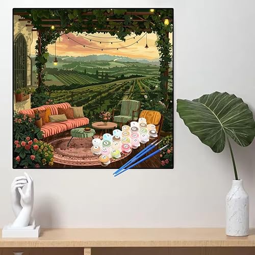 Malen Nach Zahlen Sofa Malen Nach Zahlen Erwachsene Bauernhof Painting by Numbers Adult,DIY Handgemalt Ölgemälde set Mit Pinsel/Acrylpigment,Farbe Leinwand Bastelset,Home Dekor Geschenke 90x90cm YL711 von huuyaofaa