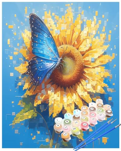 Malen Nach Zahlen Sonnenblume Malen Nach Zahlen Erwachsene Tier Painting by Numbers Adult,DIY Handgemalt Ölgemälde set Mit Pinsel/Acrylpigment,Farbe Leinwand Bastelset,Dekor Geschenke 40x50cm HYF891 von huuyaofaa