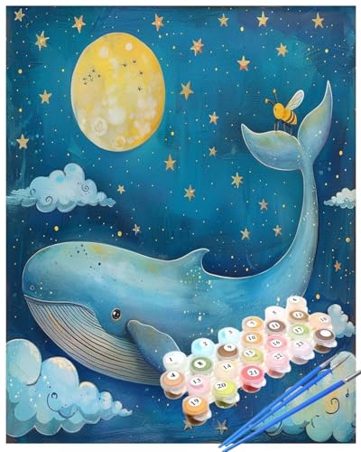 Malen Nach Zahlen Stern Malen Nach Zahlen Erwachsene Delphin Painting by Numbers Adult,DIY Handgemalt Ölgemälde set Mit Pinsel/Acrylpigment,Farbe Leinwand Bastelset,Home Dekor Geschenke 60x90cm HYF922 von huuyaofaa